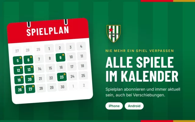 Alle Spiele im Kalender: Spielplan abonnieren für iPhone und Android